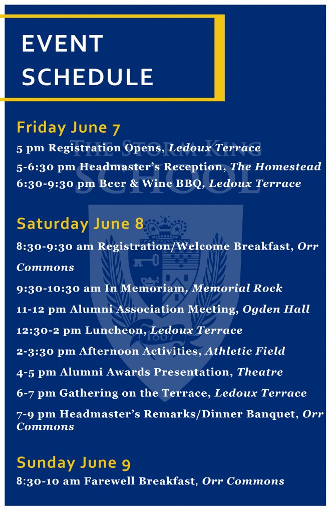 Reunion 2019 Schedule
